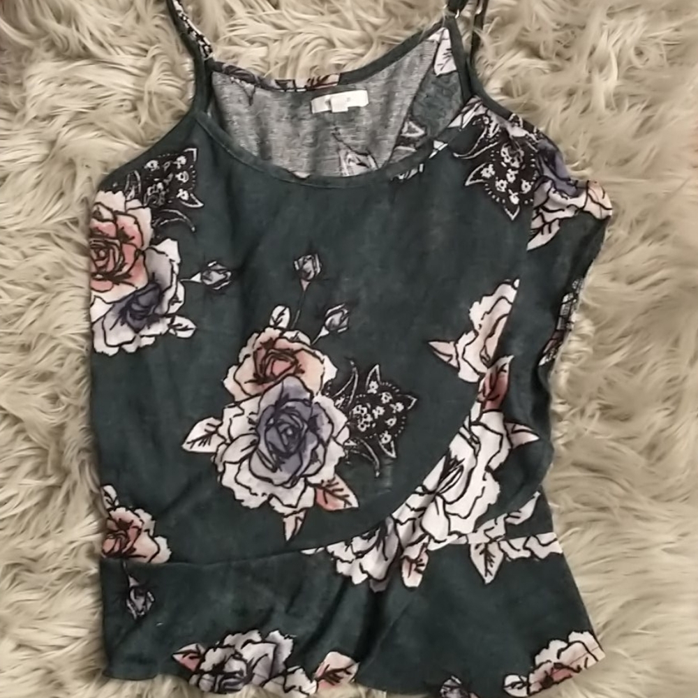 Green, Floral, Tank top NWOT